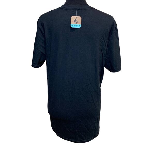 Hand Printed Upcycled Women Medium Purple Blue Succulent Cactus Short Sleeve Tee - Picture 3 of 3